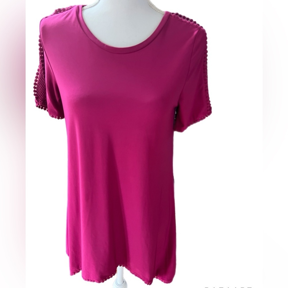 🔥🔥Grace Elements Womens 3/4 Short Sleeve Top Fuschia Sz Small